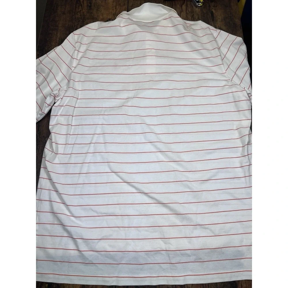 Polo Golf Ralph Lauren Mens XL White W/Orange Stripes Short Bandon Dunes Ad Pima
